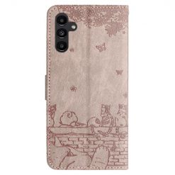 Samsung Galaxy A16 4G/5G Peněženkové pouzdro Embossing Pattern Kočky šedé | Levné Kryty | Levné Kryty | Levné Kryty