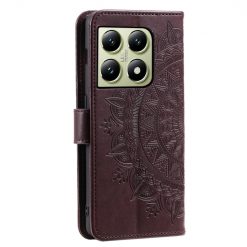Peněženkové pouzdro Embossing Pattern Mandala Flower hnědé – Xiaomi 14T Pro | Levné Kryty | Levné Kryty | Levné Kryty