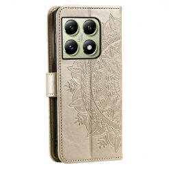 Peněženkové pouzdro Embossing Pattern Mandala Flower zlaté – Xiaomi 14T | Levné Kryty | Levné Kryty | Levné Kryty