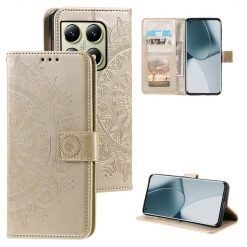 Peněženkové pouzdro Embossing Pattern Mandala Flower zlaté – Xiaomi 14T | Levné Kryty | Levné Kryty | Levné Kryty