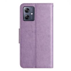 Peněženkové pouzdro Embossing Pattern Motyl a květ bledofialové – Motorola Moto G55 5G | Levné Kryty | Levné Kryty | Levné Kryty