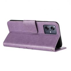 Peněženkové pouzdro Embossing Pattern Motyl a květ bledofialové – Motorola Moto G55 5G | Levné Kryty | Levné Kryty | Levné Kryty