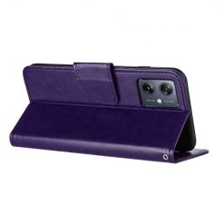 Peněženkové pouzdro Embossing Pattern Motyl a květ tmavofialové – Motorola Moto G55 5G | Levné Kryty | Levné Kryty | Levné Kryty