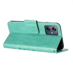 Peněženkové pouzdro Embossing Pattern Motyl a květ zelené – Motorola Moto G55 5G | Levné Kryty | Levné Kryty | Levné Kryty