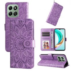 Peněženkové pouzdro Embossing Pattern Slunečnice fialové – Honor X6b | Levné Kryty | Levné Kryty | Levné Kryty