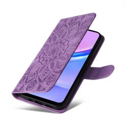 Samsung Galaxy A16 4G/5G / Samsung Galaxy A17 5G Peněženkové pouzdro Embossing Pattern Slunečnice fialové | Levné Kryty | Levné Kryty | Levné Kryty