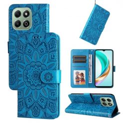 Peněženkové pouzdro Embossing Pattern Slunečnice modré – Honor X6b | Levné Kryty | Levné Kryty | Levné Kryty