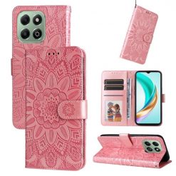 Peněženkové pouzdro Embossing Pattern Slunečnice růžové – Honor X6b | Levné Kryty | Levné Kryty | Levné Kryty