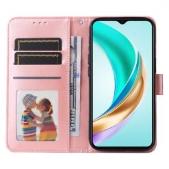 Peněženkové pouzdro Embossing Pattern Slunečnice růžové – Honor X6b | Levné Kryty | Levné Kryty | Levné Kryty