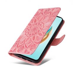 Peněženkové pouzdro Embossing Pattern Slunečnice růžové – Honor X6b | Levné Kryty | Levné Kryty | Levné Kryty