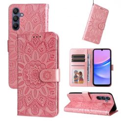 Samsung Galaxy A16 4G/5G / Samsung Galaxy A17 5G Peněženkové pouzdro Embossing Pattern Slunečnice růžové | Levné Kryty | Levné Kryty | Levné Kryty
