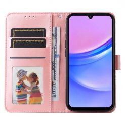 Samsung Galaxy A16 4G/5G / Samsung Galaxy A17 5G Peněženkové pouzdro Embossing Pattern Slunečnice růžové | Levné Kryty | Levné Kryty | Levné Kryty