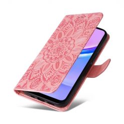 Samsung Galaxy A16 4G/5G / Samsung Galaxy A17 5G Peněženkové pouzdro Embossing Pattern Slunečnice růžové | Levné Kryty | Levné Kryty | Levné Kryty