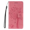 Peněženkové pouzdro Embossing Pattern Strom a kočka tmavorůžové – Xiaomi Redmi 14C / Poco C75 | Levné Kryty | Levné Kryty | Levné Kryty