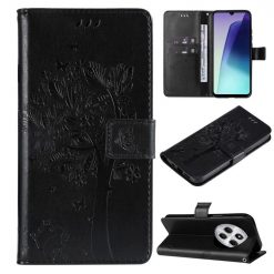 Peněženkové pouzdro Embossing Pattern Strom a kočka černé – Xiaomi Redmi 14C / Poco C75 | Levné Kryty | Levné Kryty | Levné Kryty