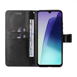 Peněženkové pouzdro Embossing Pattern Strom a kočka černé – Xiaomi Redmi 14C / Poco C75 | Levné Kryty | Levné Kryty | Levné Kryty