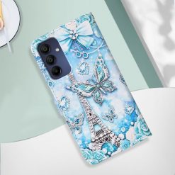 Samsung Galaxy A16 4G/5G Knížkové pouzdro Trendy Cross case Motyl a Paříž | Levné Kryty | Levné Kryty | Levné Kryty