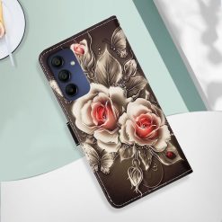 Samsung Galaxy A16 4G/5G Knížkové pouzdro Trendy Cross case Růže na černém | Levné Kryty | Levné Kryty | Levné Kryty