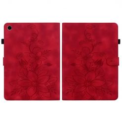 Knížkové pouzdro Embossing Pattern Lilie červené – Samsung Galaxy Tab A9+ / A11+ | Levné Kryty | Levné Kryty | Levné Kryty