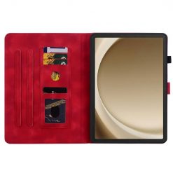 Knížkové pouzdro Embossing Pattern Lilie červené – Samsung Galaxy Tab A9+ / A11+ | Levné Kryty | Levné Kryty | Levné Kryty