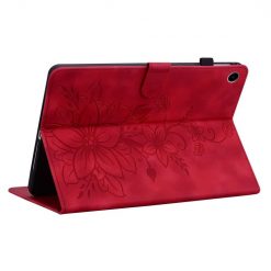 Knížkové pouzdro Embossing Pattern Lilie červené – Samsung Galaxy Tab A9+ / A11+ | Levné Kryty | Levné Kryty | Levné Kryty
