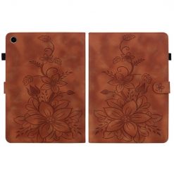 Knížkové pouzdro Embossing Pattern Lilie hnědé – Samsung Galaxy Tab A9+ / A11+ | Levné Kryty | Levné Kryty | Levné Kryty