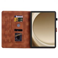Knížkové pouzdro Embossing Pattern Lilie hnědé – Samsung Galaxy Tab A9+ / A11+ | Levné Kryty | Levné Kryty | Levné Kryty