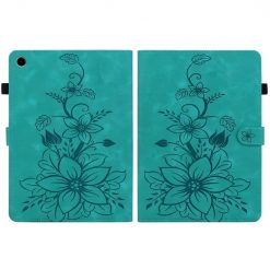 Knížkové pouzdro Embossing Pattern Lilie zelené – Samsung Galaxy Tab A9+ / A11+ | Levné Kryty | Levné Kryty | Levné Kryty