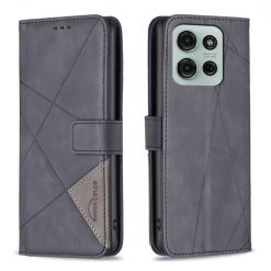 Knížkové pouzdro Rhombus černé – Motorola Moto G75 5G | Levné Kryty | Levné Kryty | Levné Kryty
