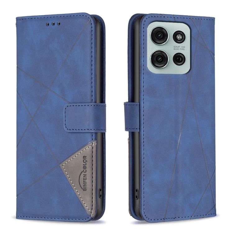Knížkové pouzdro Rhombus modré – Motorola Moto G75 5G | Levné Kryty | Levné Kryty | Levné Kryty