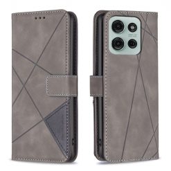 Knížkové pouzdro Rhombus šedé – Motorola Moto G75 5G | Levné Kryty | Levné Kryty | Levné Kryty