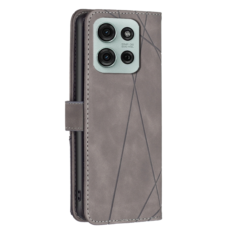 Knížkové pouzdro Rhombus šedé – Motorola Moto G75 5G | Levné Kryty | Levné Kryty | Levné Kryty