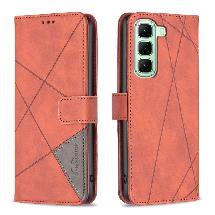 Knížkové pouzdro Rhombus hnědé – Infinix Hot 50 5G | Levné Kryty | Levné Kryty | Levné Kryty