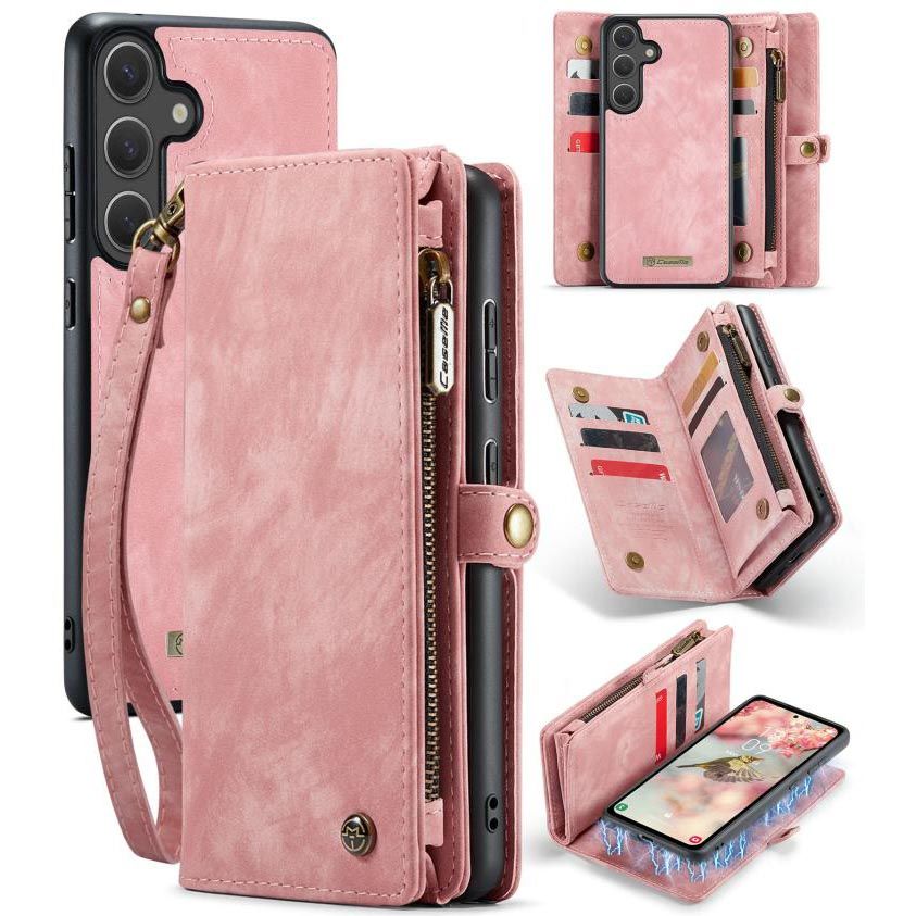Multifunkční peněženkové pouzdro CaseMe Detachable růžové – Samsung Galaxy S25 | Levné Kryty | Levné Kryty | Levné Kryty