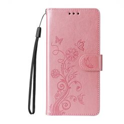 Peněženkové pouzdro Embossing Pattern Motýl a květ růžové – Honor Magic 7 Lite | Levné Kryty | Levné Kryty | Levné Kryty