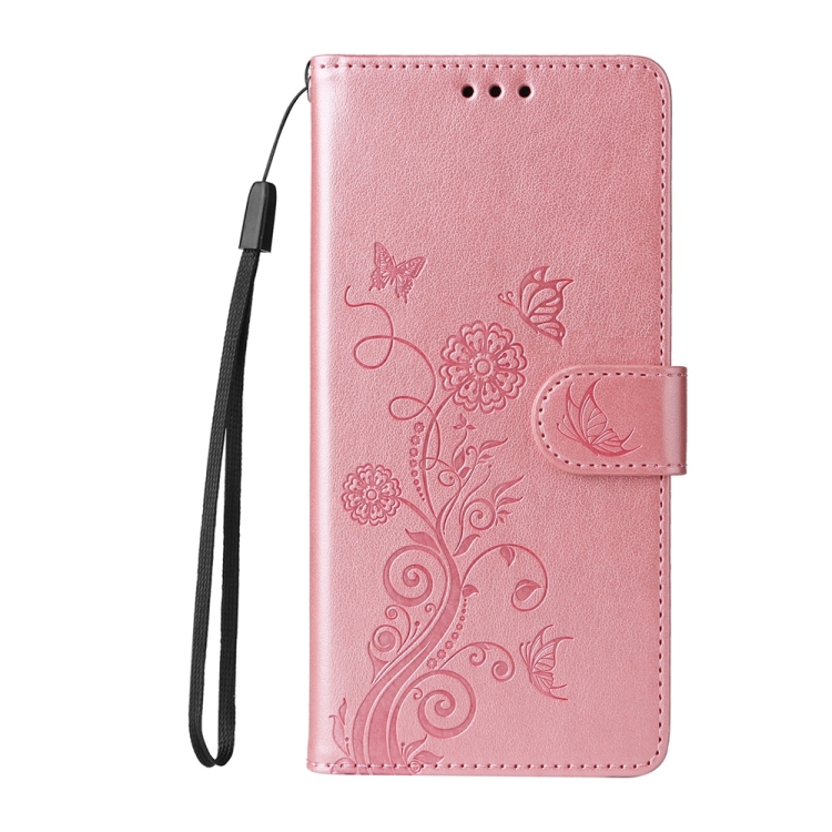 Peněženkové pouzdro Embossing Pattern Motýl a květ růžové – Honor Magic 7 Lite | Levné Kryty | Levné Kryty | Levné Kryty