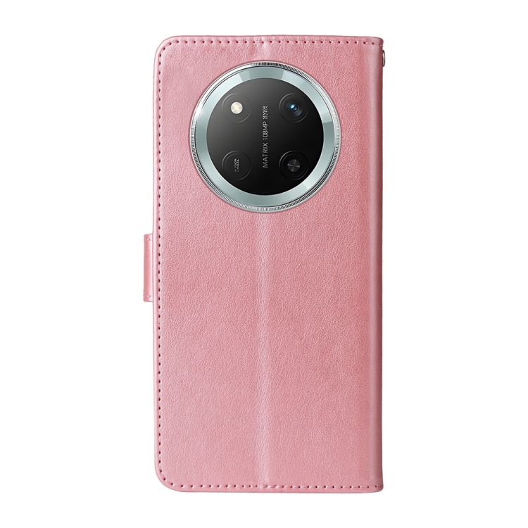 Peněženkové pouzdro Embossing Pattern Motýl a květ růžové – Honor Magic 7 Lite | Levné Kryty | Levné Kryty | Levné Kryty