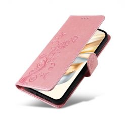 Peněženkové pouzdro Embossing Pattern Motýl a květ růžové – Honor Magic 7 Lite | Levné Kryty | Levné Kryty | Levné Kryty