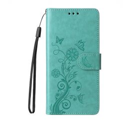 Peněženkové pouzdro Embossing Pattern Motýl a květ zelené – Honor Magic 7 Lite