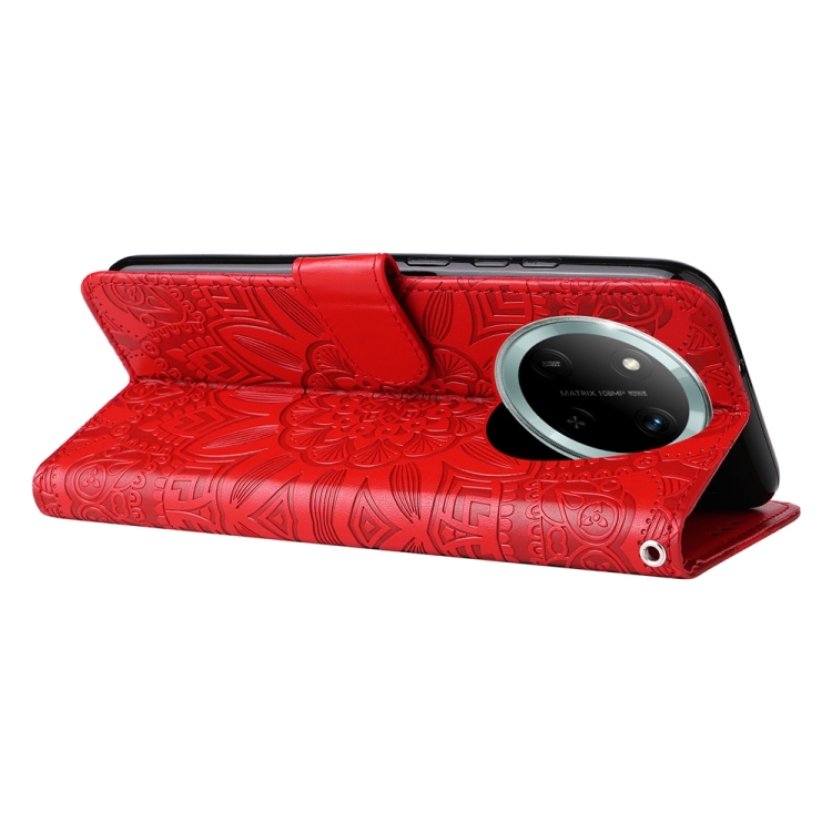 Peněženkové pouzdro Embossing Pattern Slunečnice červené – Honor Magic 7 Lite | Levné Kryty | Levné Kryty | Levné Kryty