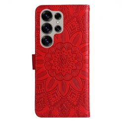 Peněženkové pouzdro Embossing Pattern Slunečnice červené – Samsung Galaxy S25 Ultra | Levné Kryty | Levné Kryty | Levné Kryty