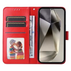 Peněženkové pouzdro Embossing Pattern Slunečnice červené – Samsung Galaxy S25 Ultra | Levné Kryty | Levné Kryty | Levné Kryty