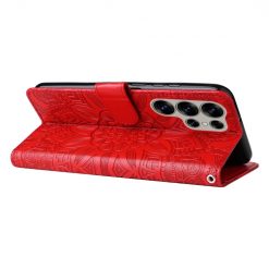 Peněženkové pouzdro Embossing Pattern Slunečnice červené – Samsung Galaxy S25 Ultra | Levné Kryty | Levné Kryty | Levné Kryty