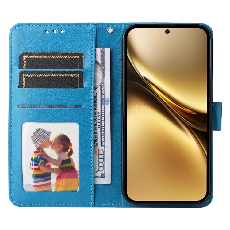 Peněženkové pouzdro Embossing Pattern Slunečnice modré – Vivo X200 Pro | Levné Kryty | Levné Kryty | Levné Kryty