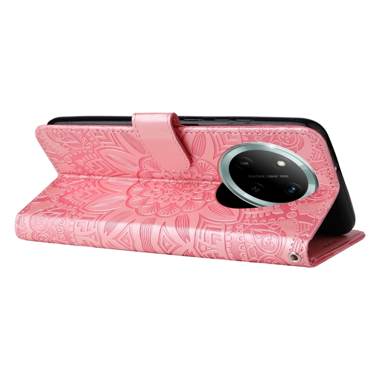 Peněženkové pouzdro Embossing Pattern Slunečnice růžové – Honor Magic 7 Lite | Levné Kryty | Levné Kryty | Levné Kryty