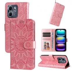 Peněženkové pouzdro Embossing Pattern Slunečnice růžové – Infinix Hot 50i / Smart 9 / Smart 9 HD | Levné Kryty | Levné Kryty | Levné Kryty