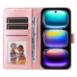 Peněženkové pouzdro Embossing Pattern Slunečnice růžové – Infinix Hot 50i / Smart 9 / Smart 9 HD | Levné Kryty | Levné Kryty | Levné Kryty