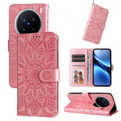 Peněženkové pouzdro Embossing Pattern Slunečnice růžové – Vivo X200 Pro | Levné Kryty | Levné Kryty | Levné Kryty