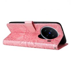 Peněženkové pouzdro Embossing Pattern Slunečnice růžové – Vivo X200 Pro | Levné Kryty | Levné Kryty | Levné Kryty