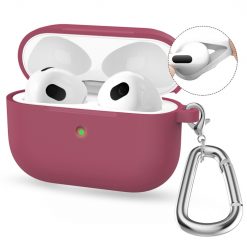Silikonové pouzdro Enkay Hook case bordové – Apple AirPods 4